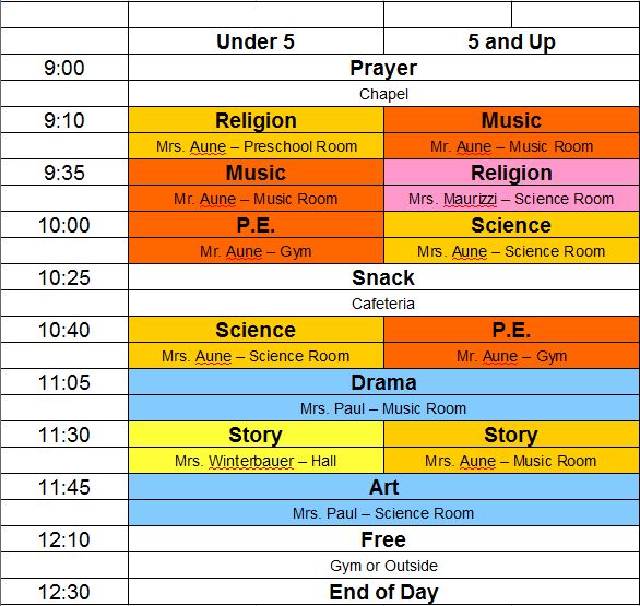 2022 Class Schedule